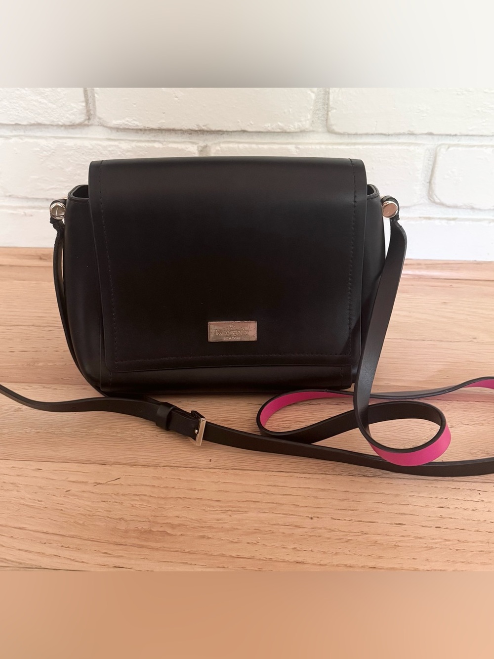 Kate Spade Black Crossbody with Pink Strap Accent ***